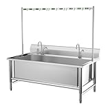 GOCHUSX Kommerzielles Wischbecken, Bodenbecken Aus Edelstahl 304 Mit Tiefen Becken, Robustes Putzbecken Für Küche, Waschküche, Garage, Restaurant(120x60x150cm)