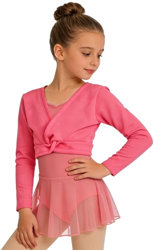 Image of DANSHOW Girls Ballet Wrap Top Long Sleeve Dance Sweater Toddler