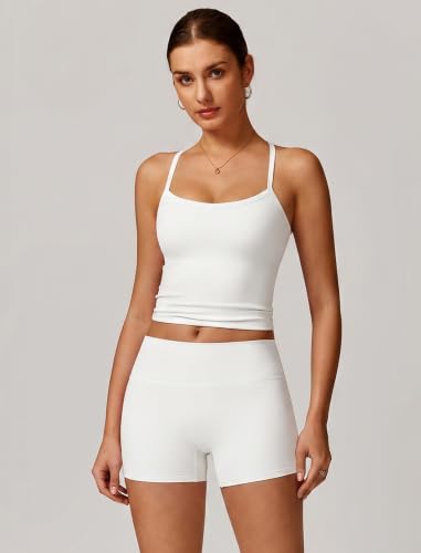Image of QBGJTD Workout Tank Tops Women Built in Bra Longline Sports Bras