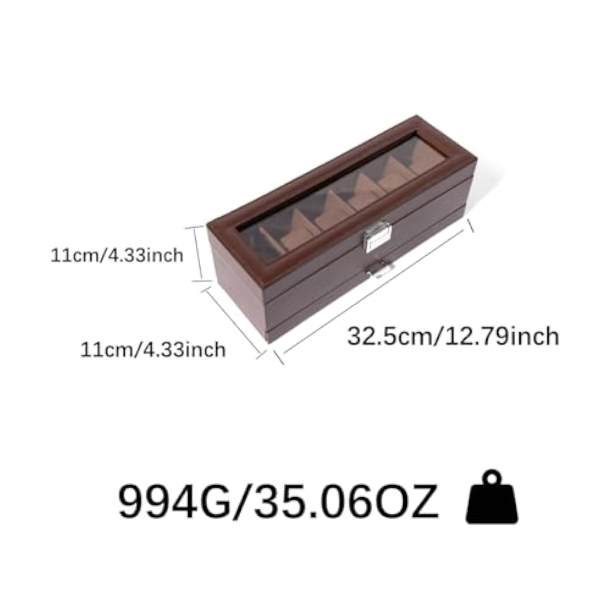 PU Leather Watch Box with Pull-Out Drawer, Two-Tier Storage