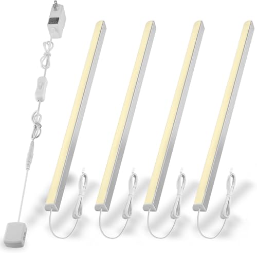 Éclairage LED Sous Meuble en V - 4 Barres Lumineuses 31cm, 1200 Lm (12W), 3000K (Blanc Chaud) - Design Élégant pour Armoires de Cuisine, Vitrines et Placards -...
