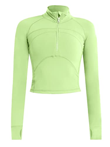 Image of Women's Athletic Half Zip Pullover Sweatshirt Workout Top Crop Quarter Zip Pullover Yoga Running Jackets