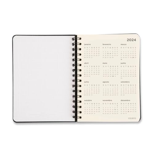 Planner Permanente Wire-O Pólen Financeiro A5 Tropicália Preto, Cicero