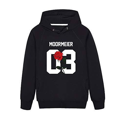 LucaSng Women's Black Rose Pattern People are Poison Letter Print Black Hoodie Sweatshirt,Black,S