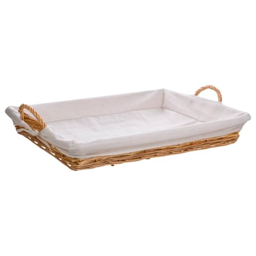 Bandeja de Mimbre con Forro Blanca 65x50x9
