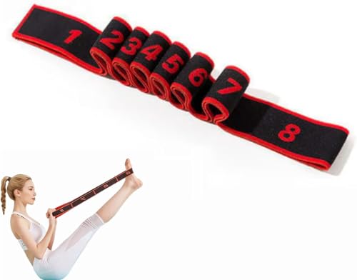 Fitness Resistance Band for Stretching and Yoga 8-Section Elastic Training Bands Fashion Puller Exercise Adjustable Bands for Full Body Stretching Shaping (1pcs red)