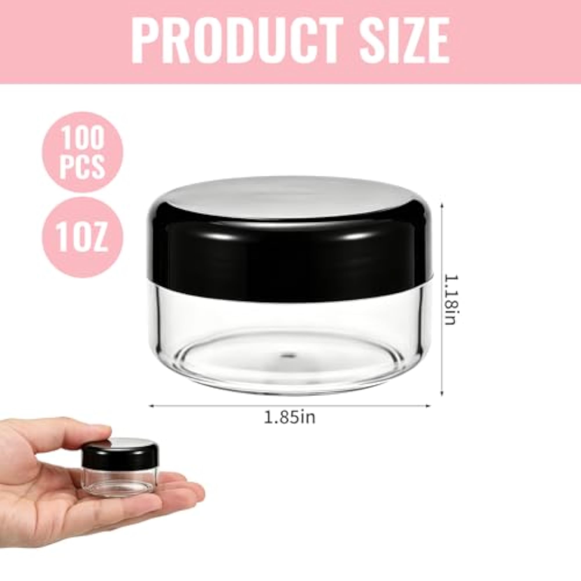 100 Pack 1Oz Plastic Container Jars with Lids