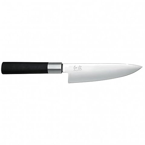 KAI Wasabi Black nóż szefa kuchni, długość ostrza 15,0 cm, nierdzewna stal nierdzewna 6A/1K6, polerowana 58 (±1) HRC, czarny uchwyt z polipropylenu, nóż szefa kuchni, nóż kuchenny, wyprodukowano w