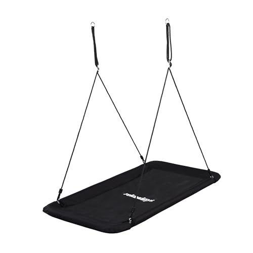 Relaxdays Nestschaukel, eckig, Schaukelnest Kinder & Erwachsene, 150 kg, Mehrkindschaukel Outdoor, BT 150x80 cm, schwarz