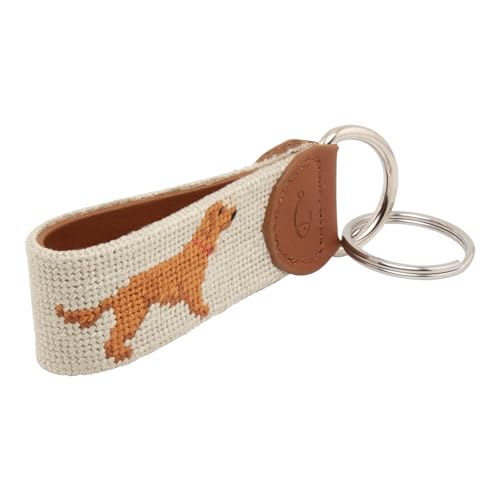 Image of Leather Hand-Stitched Needlepoint Key Fob or Key Chain