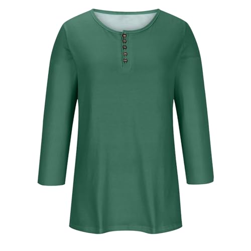 Camisetas femininas longas de manga 3/4 de ajuste solto para mulheres, gola redonda, férias, Hallowe