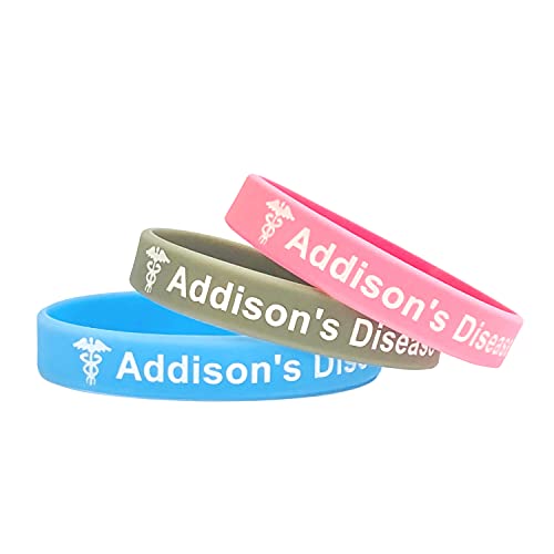 Addisons Disease Maladie d'Addison Lot de 3 - Bracelet d'alerte médicale Homme et Femme de Butler & Grace. Lot de 3 - Bracelet d'alerte médicale Homme et Femme de Butler & Grace.