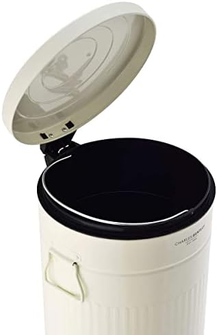 30L RETRO STEEL ENAMELLED WASTE RUBBISH KITCHEN PEDAL BIN - CREAM