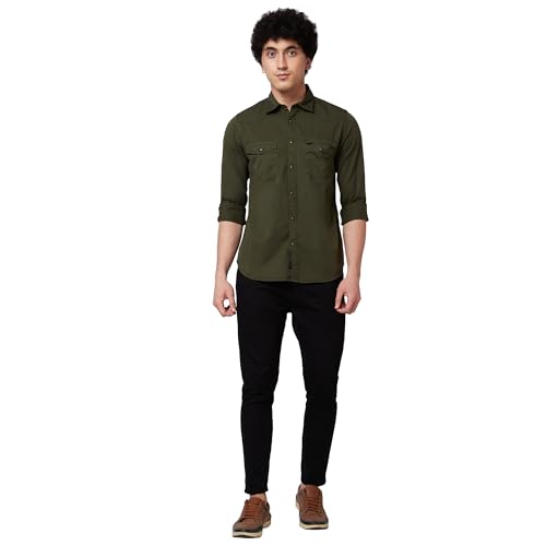 Image of Spykar Men's Regular Fit N /A Full Sleeve Solid Casual Shirts
