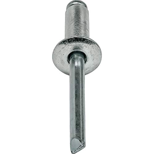 Fastenere Pop Rivets 3/32\" x 3/8\" (100 pcs) Aluminum Body Steel Mandrel, Heavy Duty, Open End, Low Carbon, Dome-Head Blind Rivets, Corrosion Resistant & High Shear Strength, 3-6 Gap .251\" - .375\" - Thumbnail 4
