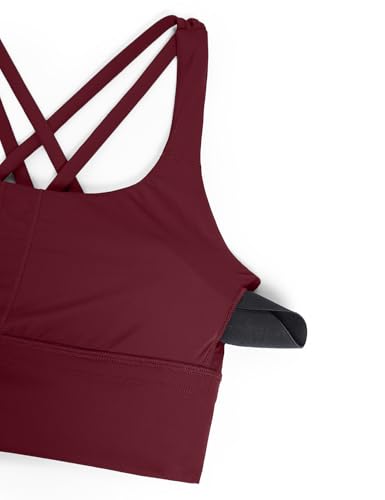 Image of CRZ YOGA Naked Feeling Longline Sports Bras | Medium Support, Removable Pads, Yoga, Sleek, Strappy Back, Scoop Neck, for Women