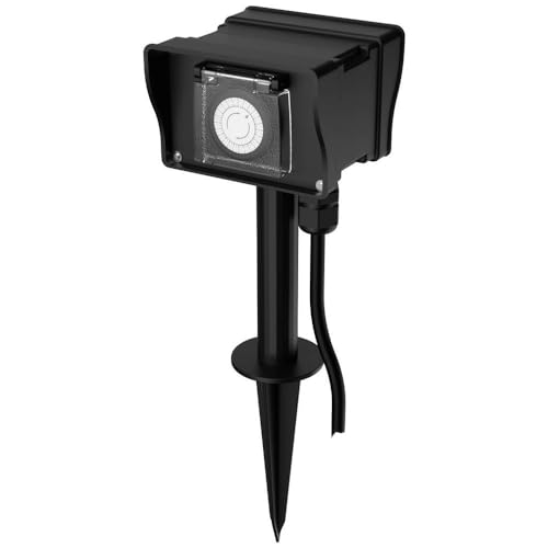 ANSMANN Outdoor Zeitschaltuhr AES8, mechanischer 24-Stunden-Timer wiederholt täglich die eingestellte Zeit, max. 16A / 3680W, IP44, ideal für deinen Rasen oder Beet im Garten, Hof, Balkon, Terrasse