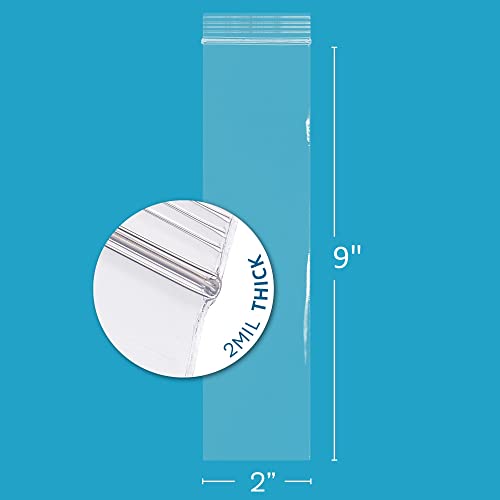 Gpi Poly RB0209.2-2H-A Gpi - 200 Case, 2 Inch X 9 Inch Long, Clear Plastic Reclosable Zip Bags - Bulk, 2 Mil Thick, Durable, Resealable Poly Baggies With Zip Top Lock For Packaging & Shipping Incense thumb #1
