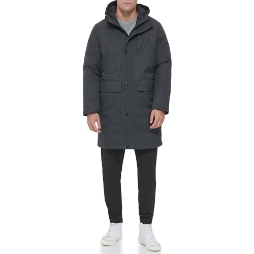 Image of DKNY Men's Water Resistant Hooded Logo Parka Jacket