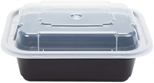 Pactiv NC868B Versatainers Containers, 28 oz, 1.57'' Length, 0.77'' Width, 1.77'' Height, Black/Clear (Pack of 150)