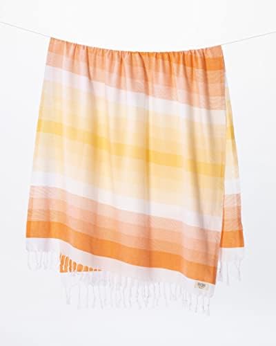 Teema Large Turkish Beach Towel - 100% Turkish Cotton - Sand Free - Fast Drying - Versatile and Multi-Use - The Layers (Yellow)