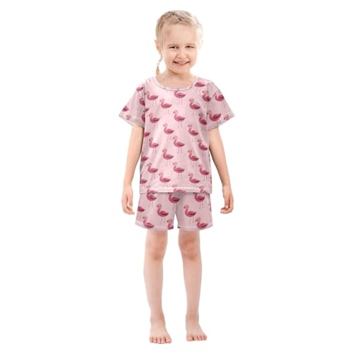Pajama Sets Flamingo Pattern Short Sleeve Summer Sleepwear 2 Piece Pjs3