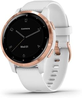 Garmin Vívoactive 4S, Smaller-Sized GPS Smartwatch, Features Music, Body Energy Monitoring, Animated Workouts, Pulse Ox Sensors and MORE, White/Rose Gold