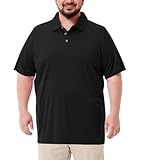 Kecols Big and Tall Men's Polo Shirt UPF 50+ Quick Dry Short Sleeve Collared Golf Shirt for Casual Work Black
