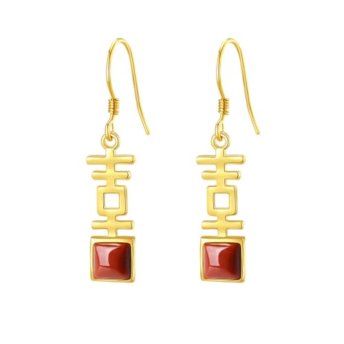 Boucles d'oreilles créoles avec agate naturelle pour femmes et filles