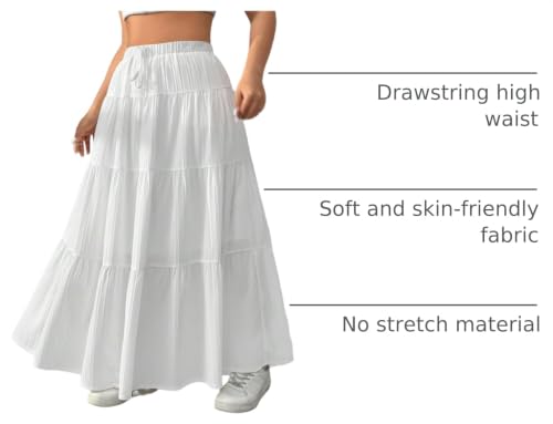 Image of Verdusa Women's Long Maxi Skirt Boho Flowy Flared Ruffle Skirts 2026 Beach Vacation Summer Going Out Outfits