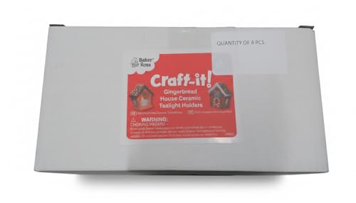 Weihnachtshaus Teelicht 10 Baker Ross Keramik-Teelichthalter „Lebkuchenhaus“ für Kinder –...