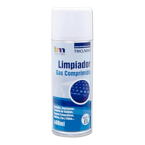 TM Electron TMCLN003 - Limpiador de Gas Aire comprimido para Dispositivos electrónicos, teclados, cámaras, Ordenadores portátiles, Conexiones y Otros, 400 ml, Color Blanco