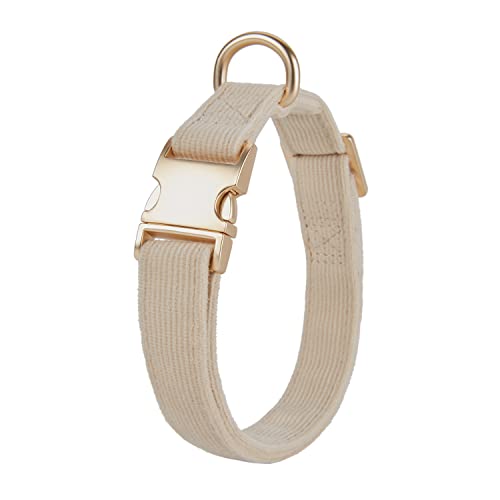 YUDOTE Hundehalsband und Leine Set Groß, Weiche Reizfreie Cord-Halsband-Leine Passende Combo für Den Täglichen Spaziergang, Cremeweiß