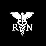 AGL NI990 RN Registered Nurse Decal Sticker | 5-Inches by 5-Inches | Premium Quality White Vinyl