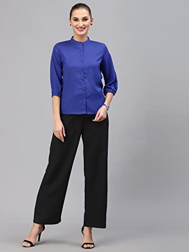 Image of Style Quotient Women Solid Lilac Polyester Formal Shirt