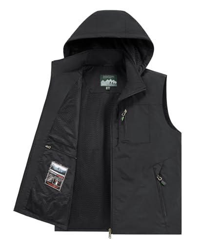 Image of Lightweight Outdoor Vest Jacket for Men, Windbreaker for Golf, Safari, Travel, Fishing, Hiking