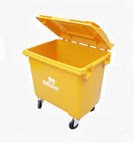 Image of Nilkamal Big Plastic Wheeled Dustbin with Lid 660 Litre Yellow