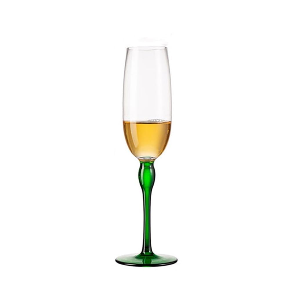 Copas de champán exclusivas de pie alto y tallo multicolor de cristal premium