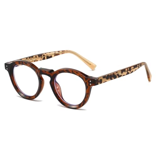 Monture de lunettes ronde vintage motif léopard et lunettes transparentes MUTYNE