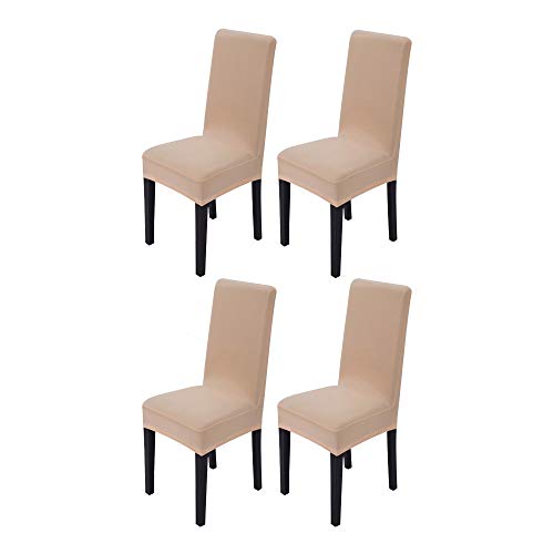 YFZYT Paquete de 4 Color Sólido Cubierta SimpleTela de Spandex, Silla Elástica para Hoteles, Hogar, Bodas, Banquetes - Champán Cover