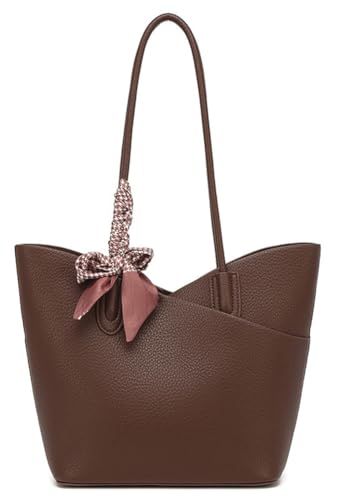 Bolso tote grande para mujer de cuero sintético miniatura 1
