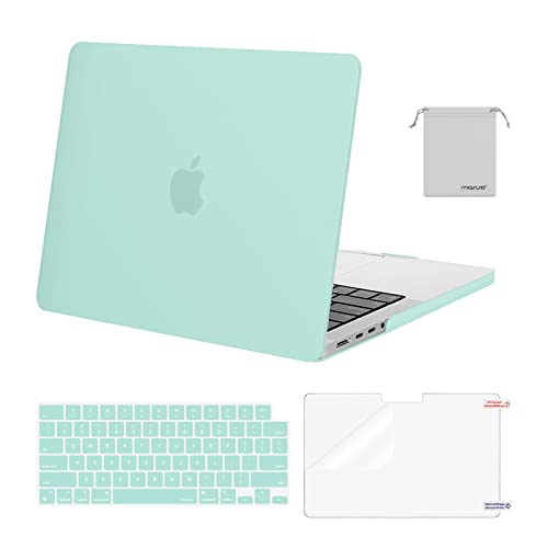 Image of MOSISO Compatible with MacBook Pro 14 inch Case 2025 2024 2023 2022 2021 M5 M4 M3 M2 M1 A3434 A3112 A3185 A3401 A2918 A2992 A2779 A2442, Hard Shell&Keyboard Cover&Screen Film&Pouch,Mint Green