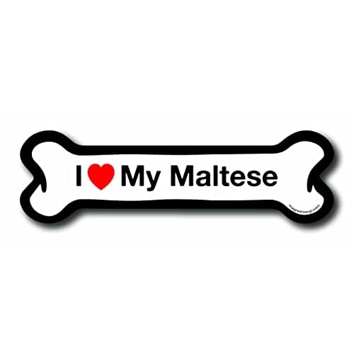Image of Magnet Me Up I Love My Maltese Dog Bone Magnet Decal, 2x7 Inches, Heavy Duty Automotive Magnet for car Truck SUV