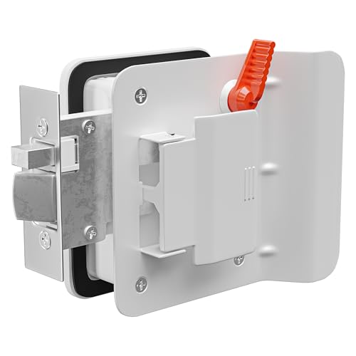 RV Door Lock Replacement with Paddle Deadbolt, Camper Door Handle Latch, 100% Metal RV Enclosed Travel Trailer Entry Door Lock with Keys for Camper Horse Trailer Cargo Hauler White