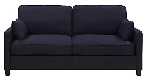 Serta Nina Modern Fabric Upholstery Sofa Collection Padded Shelter Arms, Solid Wood Legs, Couch For Living Room, Track, Navy #TOP5