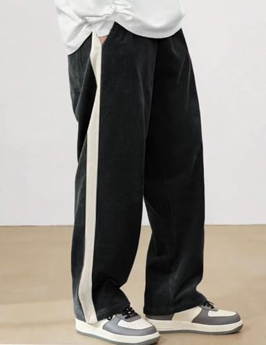 Mens Corduroy Pants Y2K Wide Leg Pleated Pants Casual Straight Leg Pleated Dress Pant2