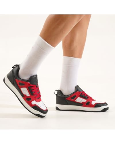 Image of ZAYDN ASH Black Red Men's Casual Sneaker