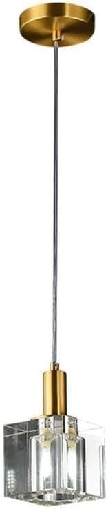 Lampe suspendue carrée moderne en cristal et laiton pour îlot de cuisine