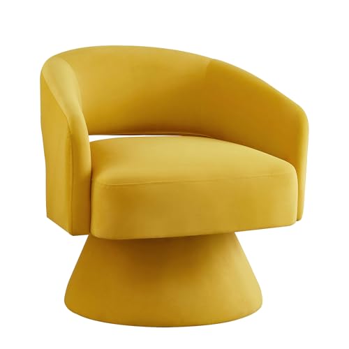 Sillón redondo giratorio terciopelo amarillo miniatura 5
