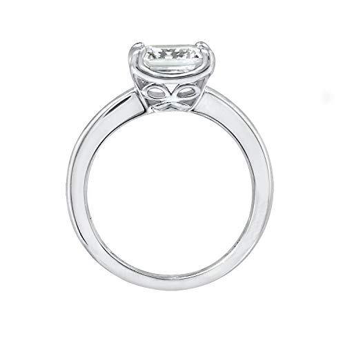 Amazon Collection Platinum-Plated Silver Asscher-Cut (2 Cttw) Solitaire Ring Made With Infinite Elements Cubic Zirconia, Size 7 #TOP1